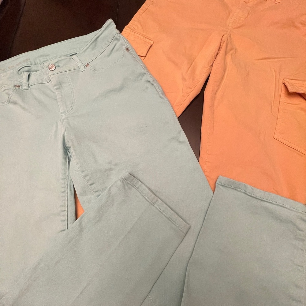 2 for $15! Talbots Women's Straight Leg Jeans in Seafoam and Tangerine size 8